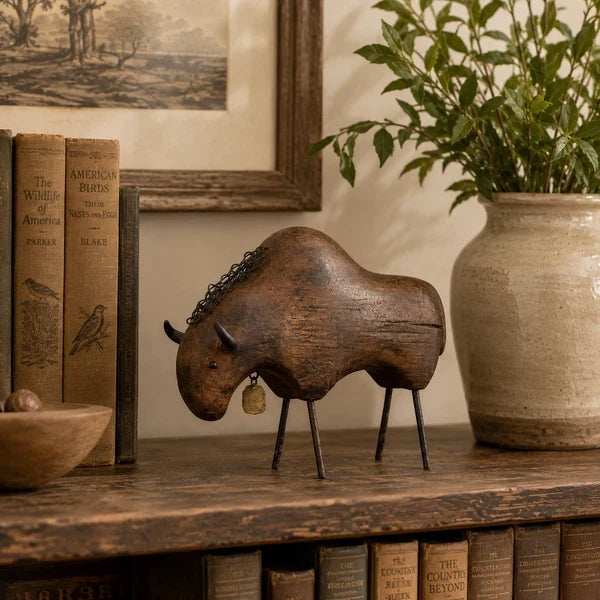Vintage Distressed Sheep Sculpture