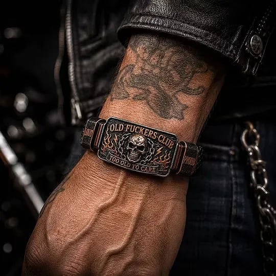 💀 OLD FUCKERS CLUB™ Skull Bracelet – A Badge for Men Who’ve Earned Every Scar & Story