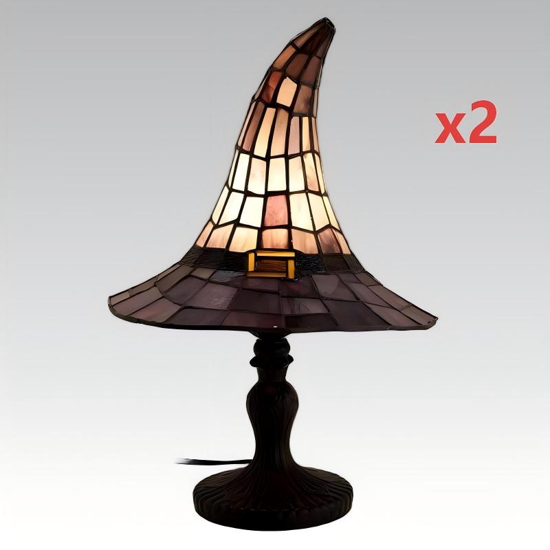 Enchanted stained-glass witch lamp