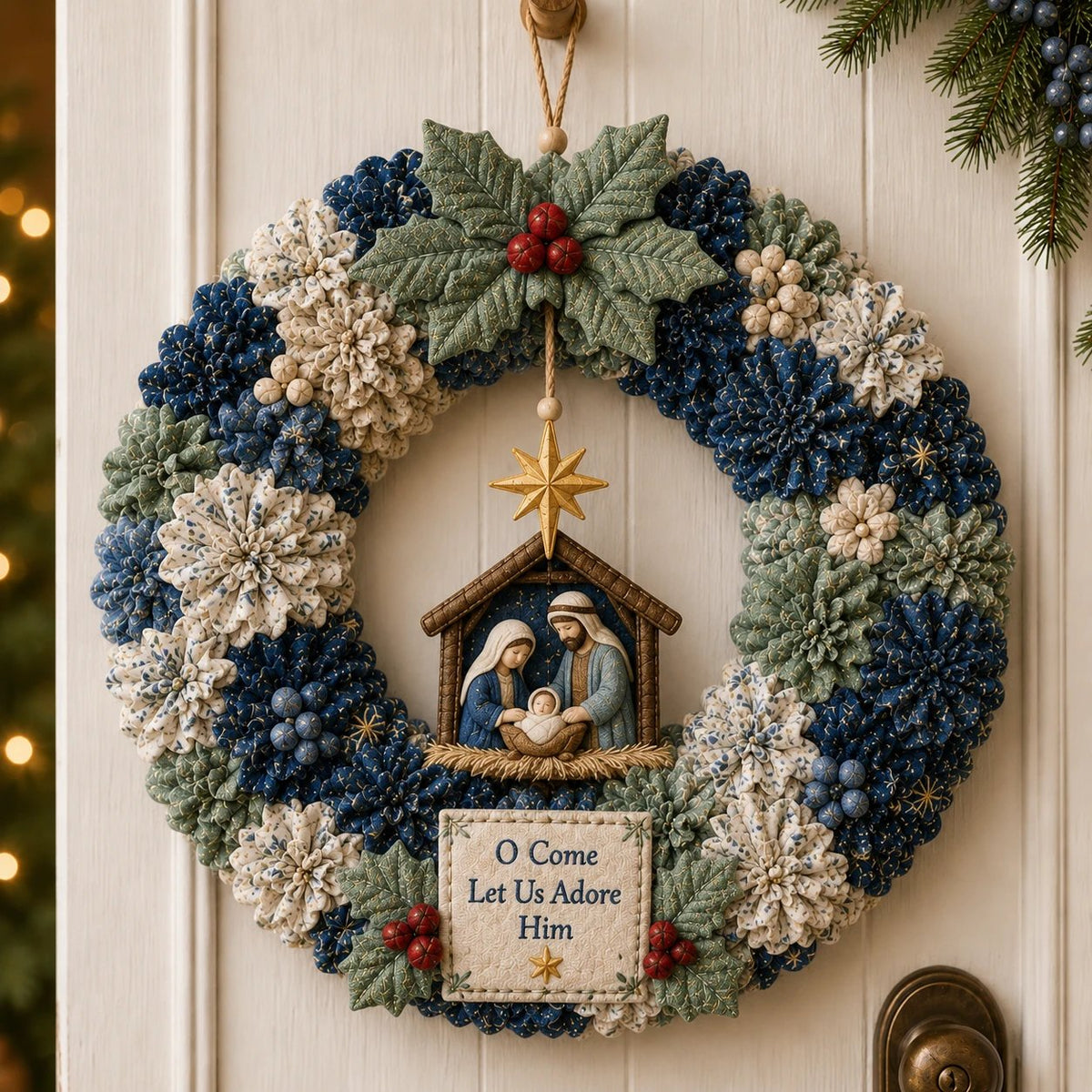 49% Off Last Day - BUY 3 GET 1 FREE🔥🎄 3D Fabric Poke Wreath DIY Kit With Tutorial & Guide Included