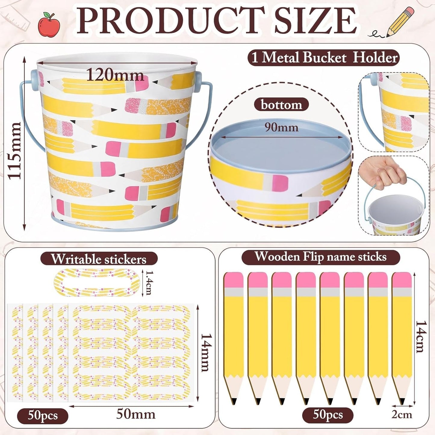 👩‍🏫121/101 Pcs Back to School Teacher Gift Flip Name Sticks Set with Storage Cup,Student Name Sticks with Metal Buckets & Stickers – Classroom Management & Student Grouping Tool for Teachers - Cow Prin / 101 Pcs