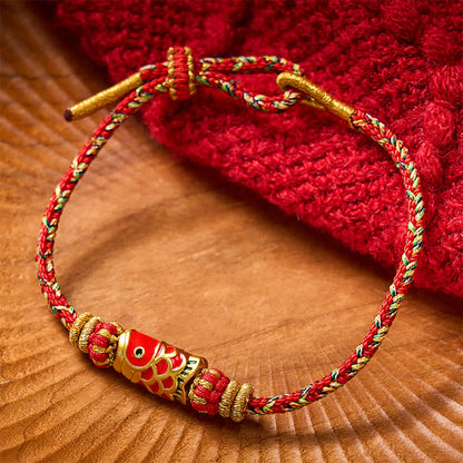 Buddha Stones Koi Fish Luck Hand-Woven String Bracelet - Red With Koi Fish Accessory - image 11