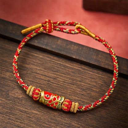 Buddha Stones Koi Fish Luck Hand-Woven String Bracelet - image 12