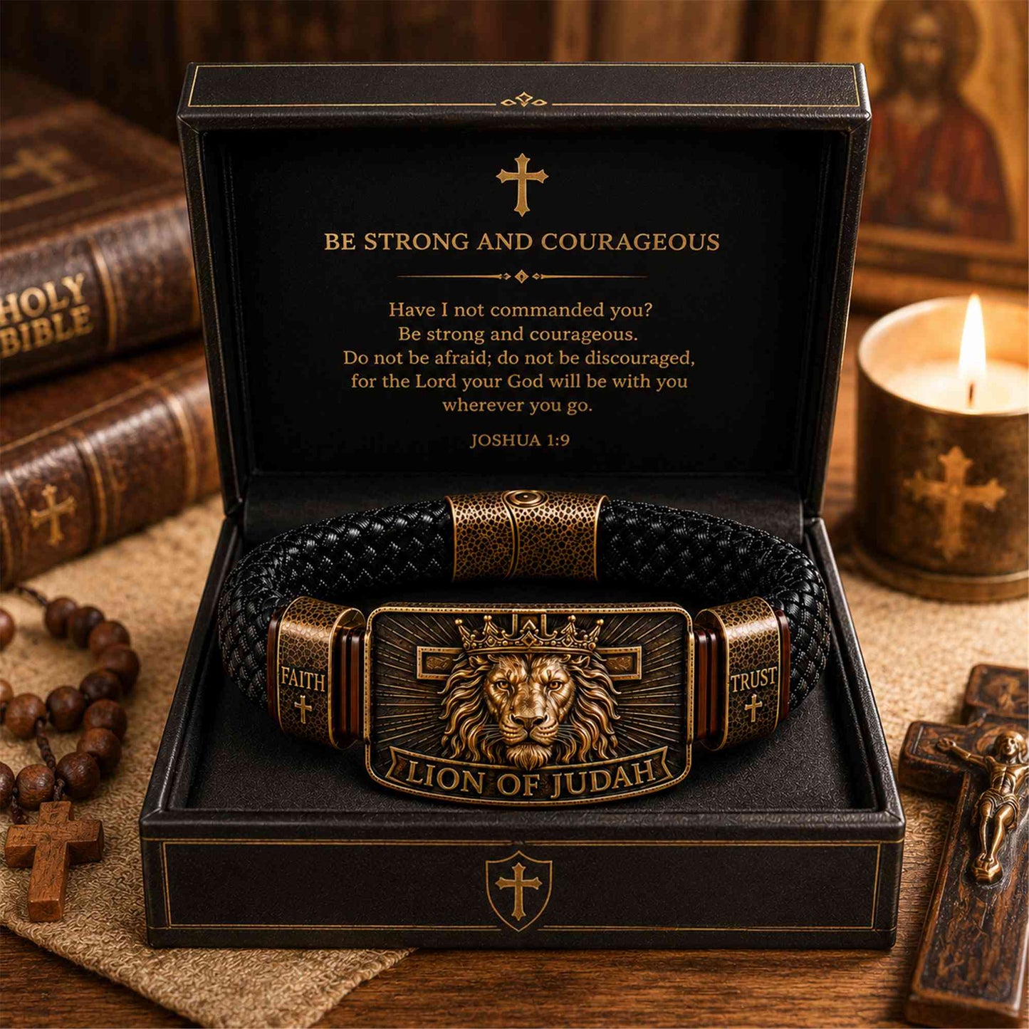 "Lion of Judah" Men's Christian Bracelet – Father's Day Gift