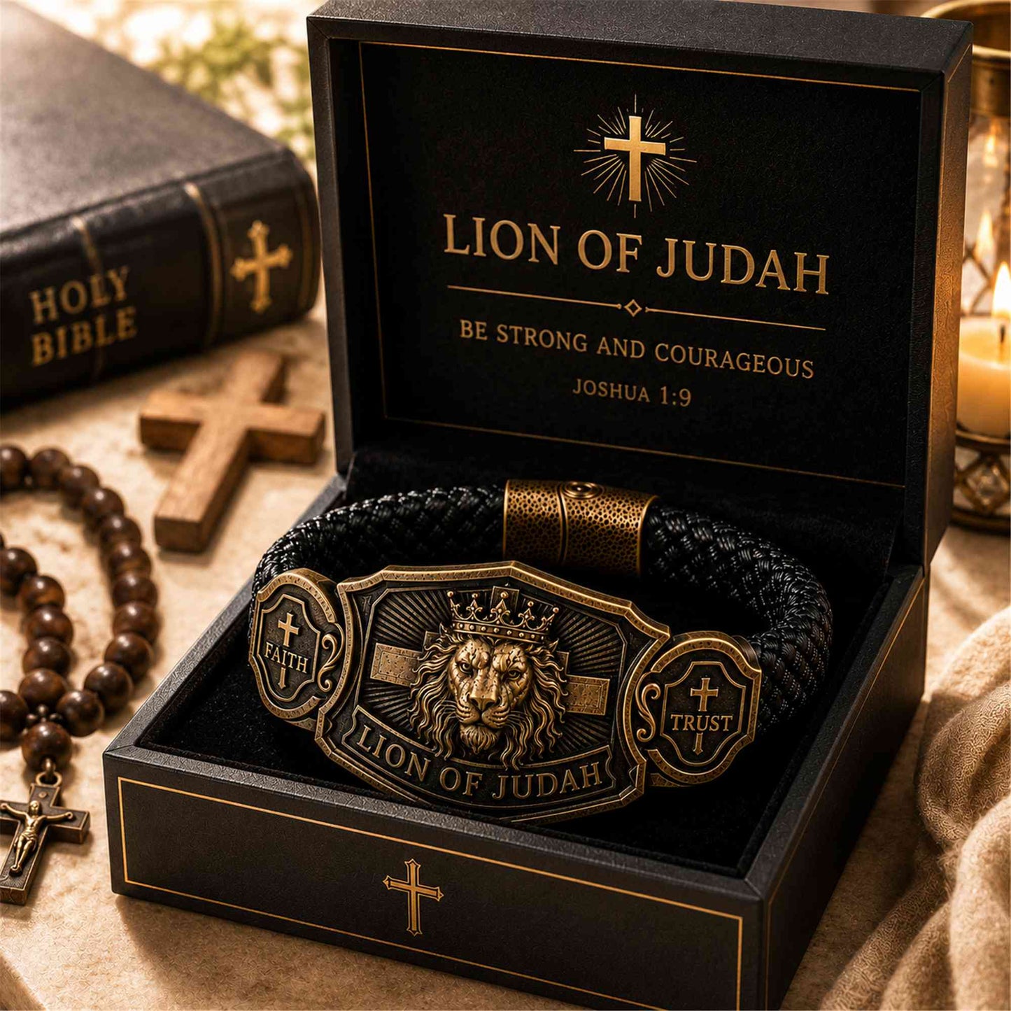 "Lion of Judah" Men's Christian Bracelet – Father's Day Gift