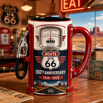 Route 66 Centennial Fuel Pump Mug – 100th Anniversary Edition (1926–2026）