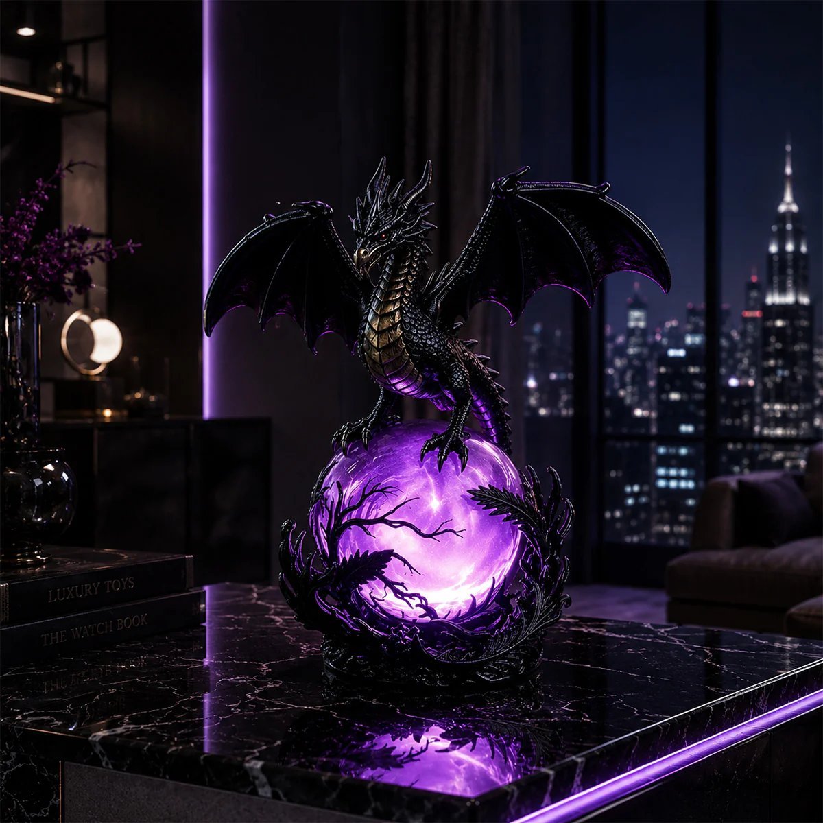 🔮🐉Gothic Dragon LED Crystal Ball Lamp for Dark Aesthetic Decor✨