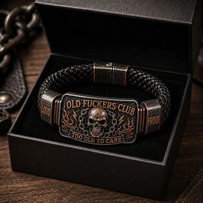 💀 OLD FUCKERS CLUB™ Skull Bracelet – A Badge for Men Who’ve Earned Every Scar & Story