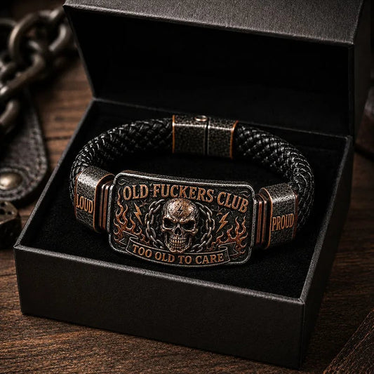 💀 OLD FUCKERS CLUB™ Skull Bracelet – A Badge for Men Who’ve Earned Every Scar & Story