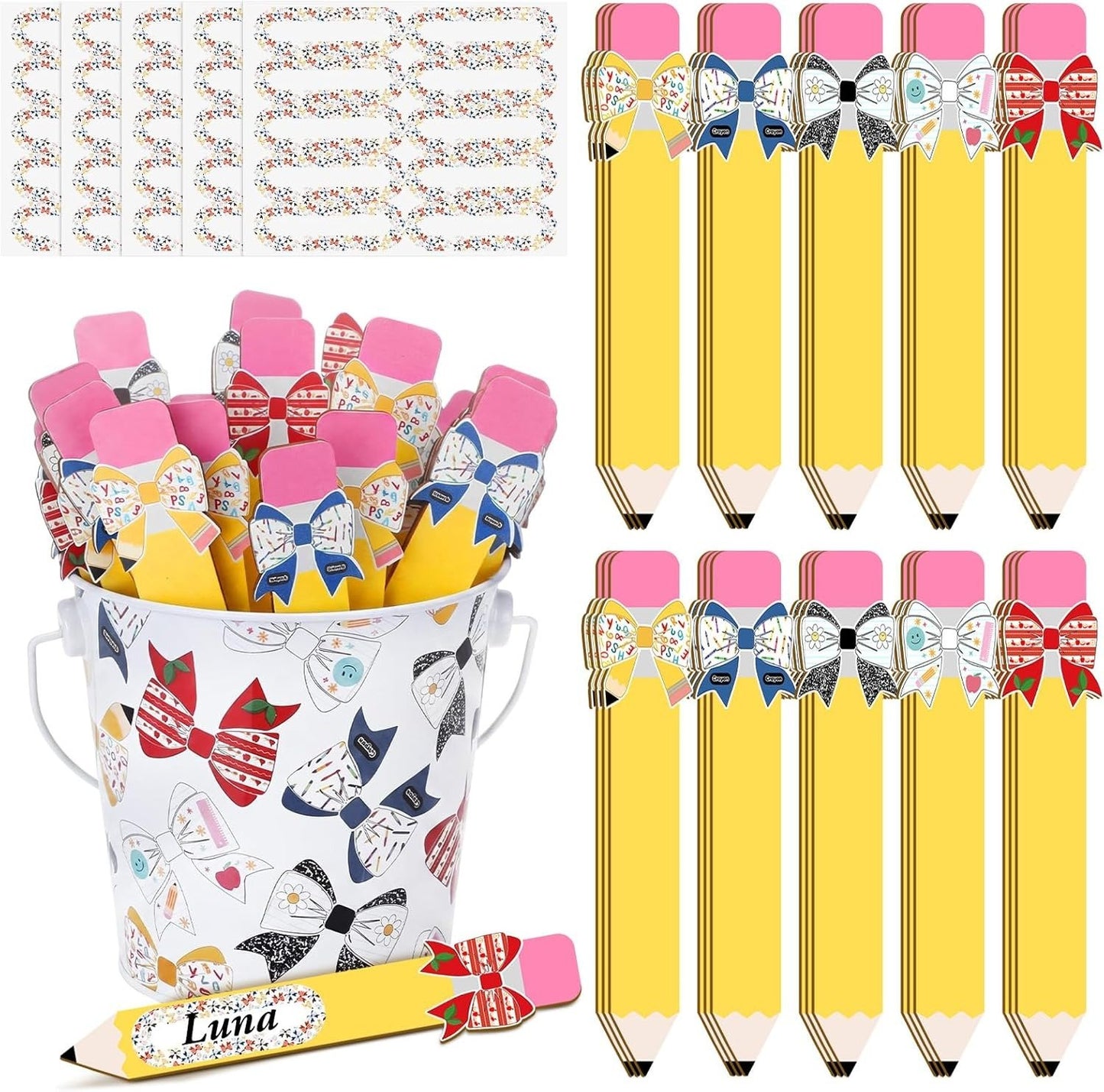 👩‍🏫121/101 Pcs Back to School Teacher Gift Flip Name Sticks Set with Storage Cup,Student Name Sticks with Metal Buckets & Stickers – Classroom Management & Student Grouping Tool for Teachers - Cow Prin / 101 Pcs