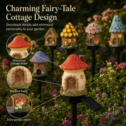 Solar Fairy-Tale Mushroom Cottage Garden Light