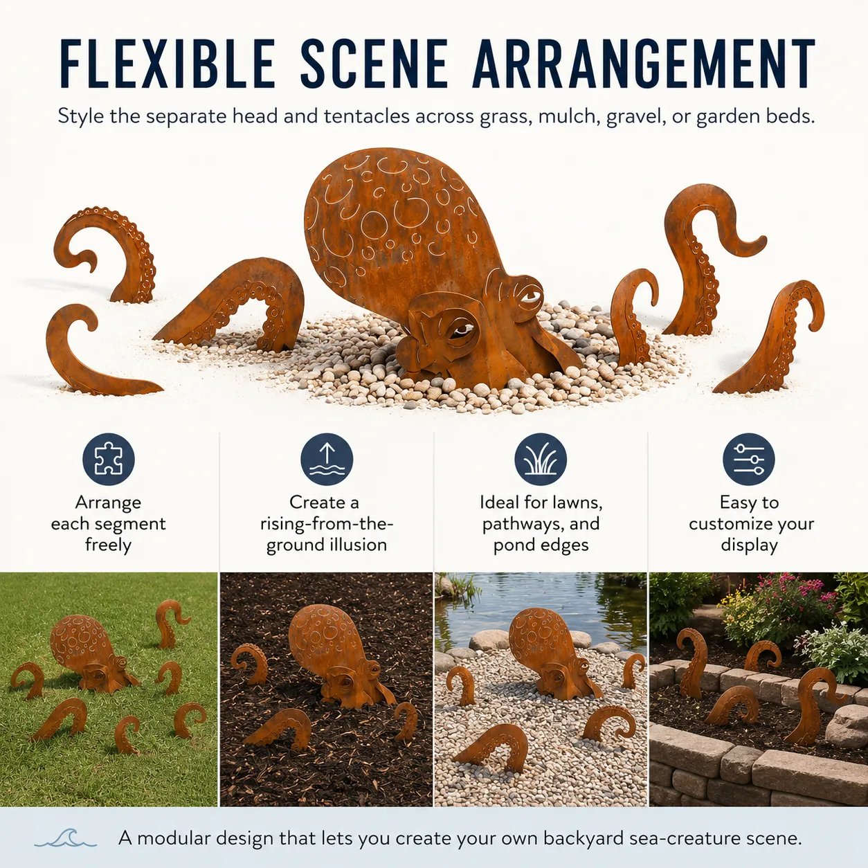 🔥2026 Hot Sale - 🐙Rust Patina Giant Squid Garden Sculpture