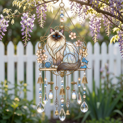 ❤️Cat Stained Glass Suncatcher Wind Chime – For Cat Lovers & Pet Owners