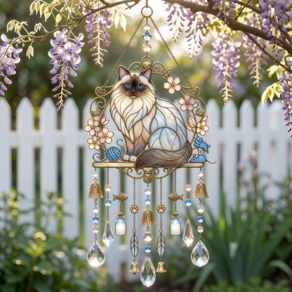 ❤️Cat Stained Glass Suncatcher Wind Chime – For Cat Lovers & Pet Owners