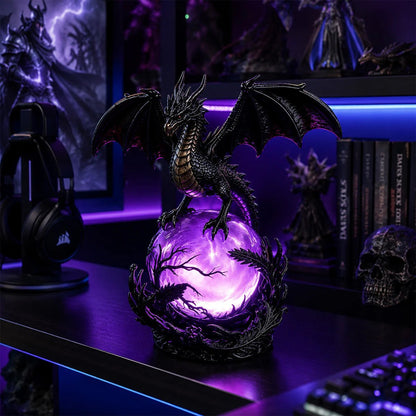 🔮🐉Gothic Dragon LED Crystal Ball Lamp for Dark Aesthetic Decor✨