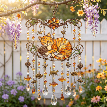 ❤️Cat Stained Glass Suncatcher Wind Chime – For Cat Lovers & Pet Owners