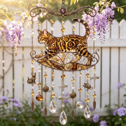 ❤️Cat Stained Glass Suncatcher Wind Chime – For Cat Lovers & Pet Owners