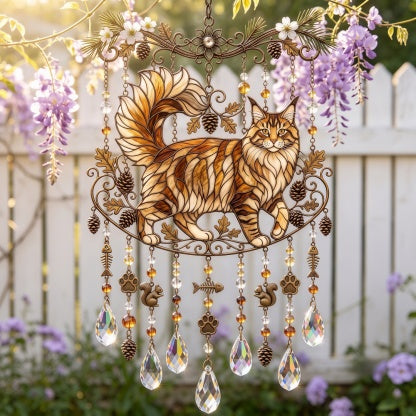 ❤️Cat Stained Glass Suncatcher Wind Chime – For Cat Lovers & Pet Owners