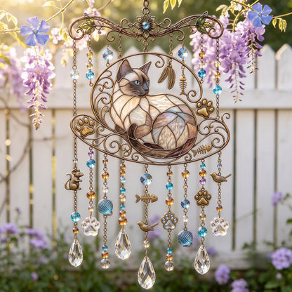 ❤️Cat Stained Glass Suncatcher Wind Chime – For Cat Lovers & Pet Owners