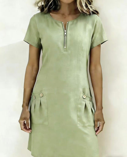 📦📦LAST DAY SAVE 49% ⏰ Cotton-Linen Dress with Zipper Pockets