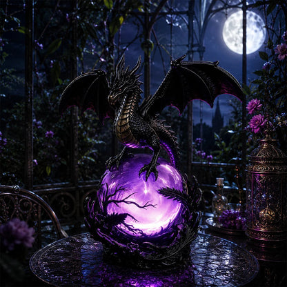 🔮🐉Gothic Dragon LED Crystal Ball Lamp for Dark Aesthetic Decor✨