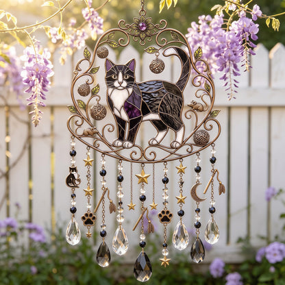 ❤️Cat Stained Glass Suncatcher Wind Chime – For Cat Lovers & Pet Owners