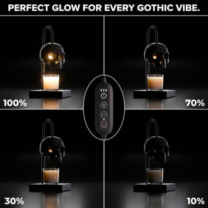 💀Skull Candle Warmer Lamp with Timer and Dimmer *Candles NOT Included – Black Gothic Candle Lamp Warmer w/Adjustable Height, 2 Light Bulbs