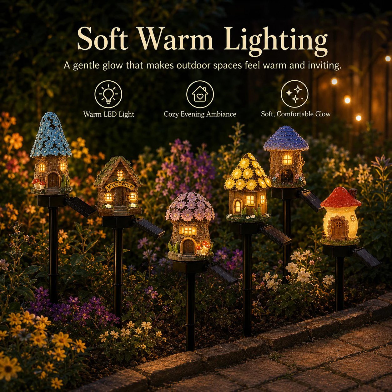 Solar Fairy-Tale Mushroom Cottage Garden Light
