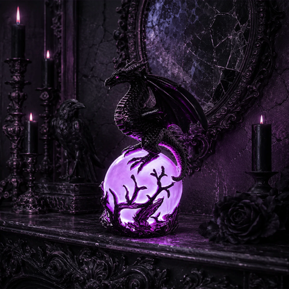 🔮🐉Gothic Dragon LED Crystal Ball Lamp for Dark Aesthetic Decor✨