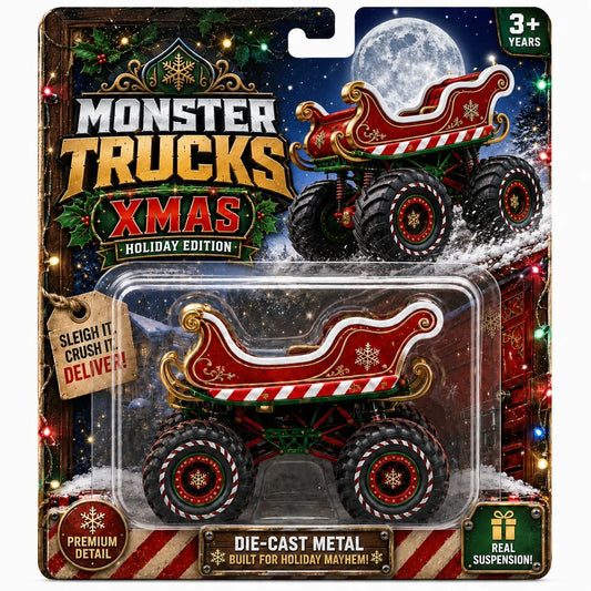 🔥Last Day 50% OFF 🎄 XMAS Holiday Edition Sleigh Monster Truck