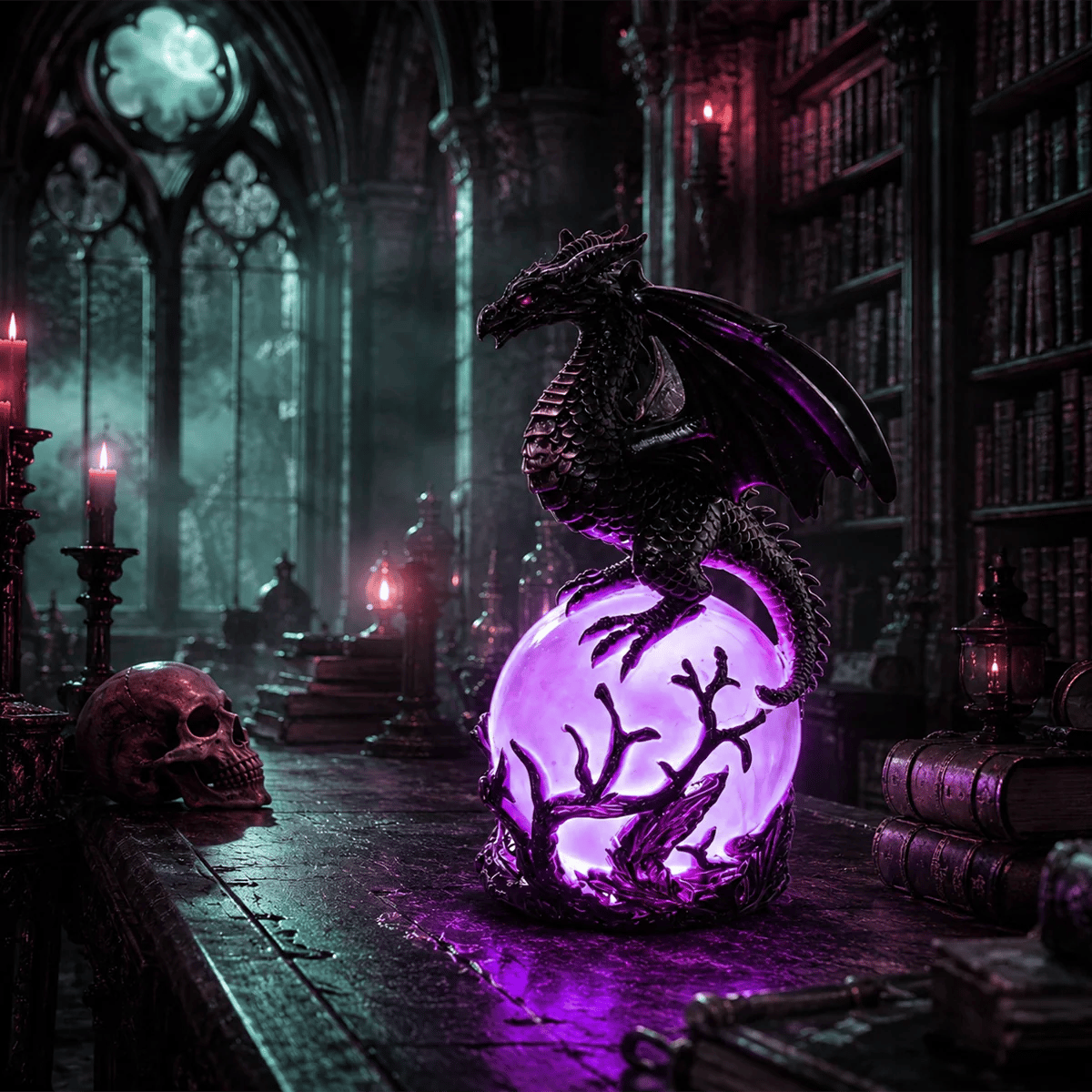🔮🐉Gothic Dragon LED Crystal Ball Lamp for Dark Aesthetic Decor✨