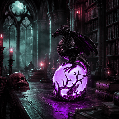🔮🐉Gothic Dragon LED Crystal Ball Lamp for Dark Aesthetic Decor✨