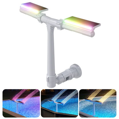 Solar Pool Fountain with Auto-Sensing Lights & Remote Control | Dual Spray Adjustable Sprinkler for Above/Inground Pools