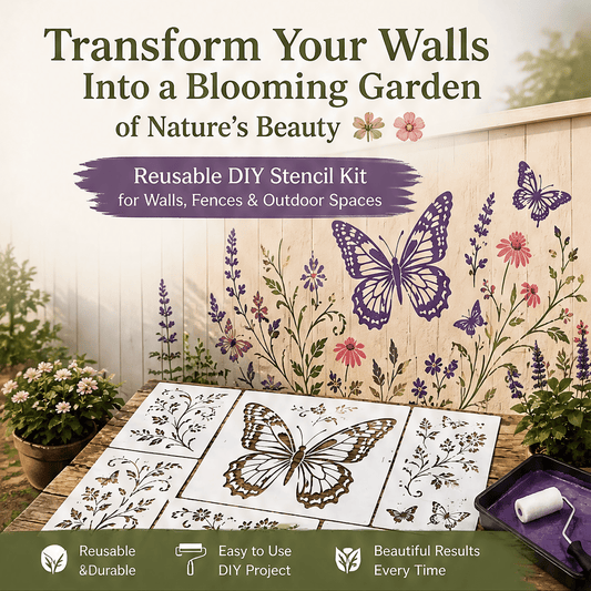 Garden Wall Stencil, Reusable DIY Kit for Walls, Fences & Patios
