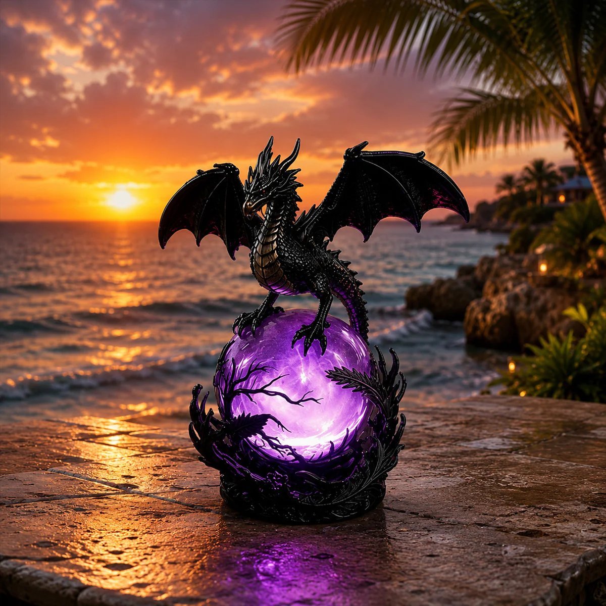 🔮🐉Gothic Dragon LED Crystal Ball Lamp for Dark Aesthetic Decor✨