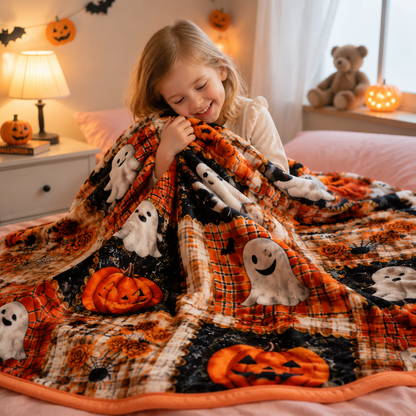🎃Vintage Patchwork Halloween Quilt | Spooky Cute Autumn Bed Blanket👻