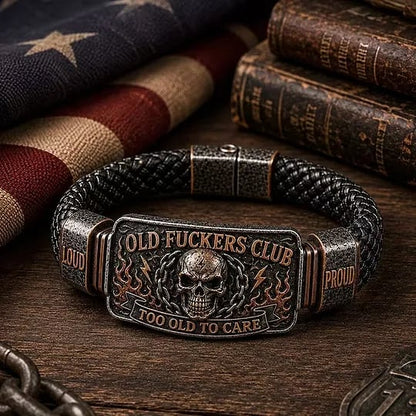 💀 OLD FUCKERS CLUB™ Skull Bracelet – A Badge for Men Who’ve Earned Every Scar & Story