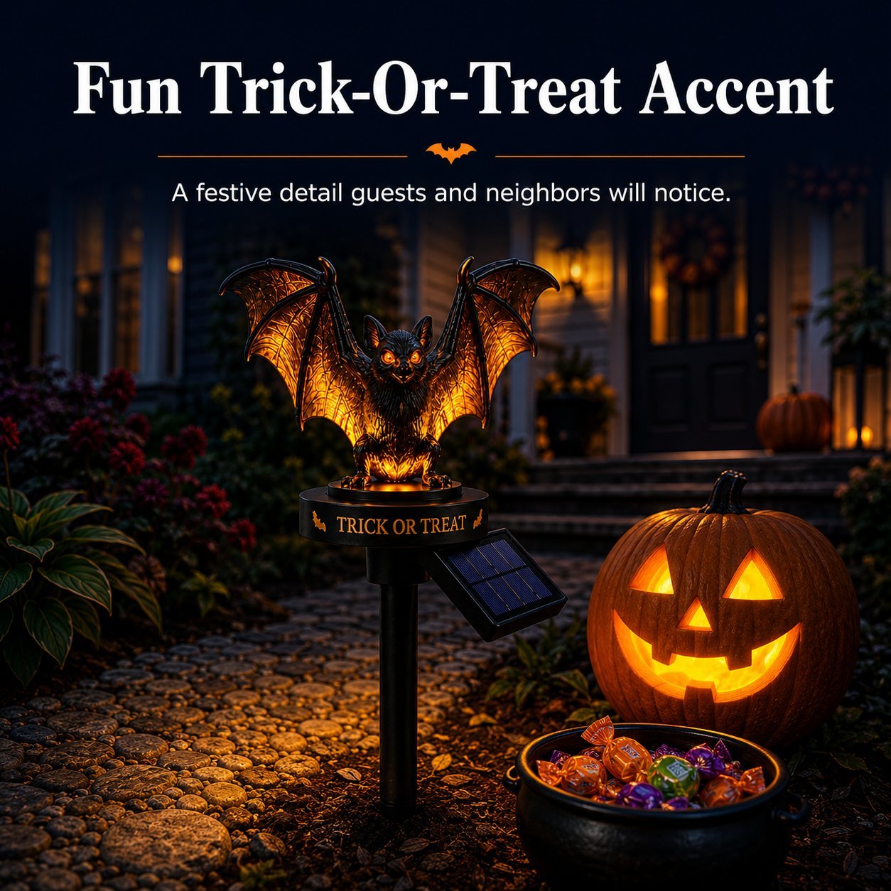 Solar Halloween Bat Garden Stake Light