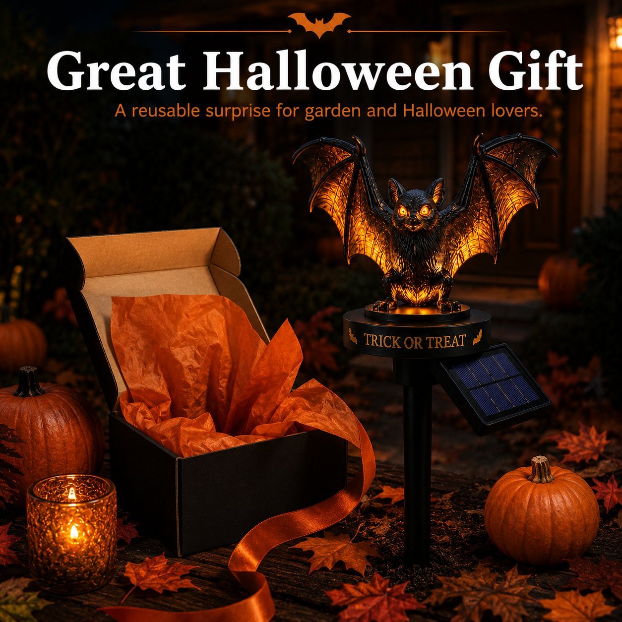 Solar Halloween Bat Garden Stake Light