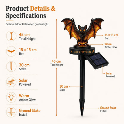 Solar Halloween Bat Garden Stake Light