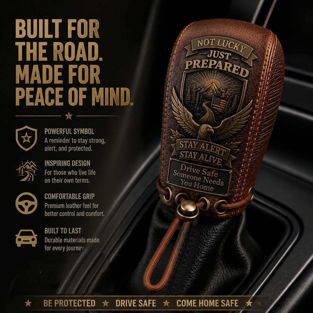 Built for the Road. Made for Peace of Mind. Premium Leather Gear Shift Cover