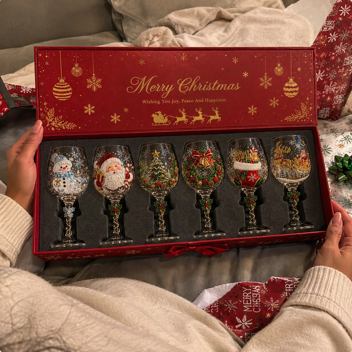 🔥🎁 Christmas Wine Glass Collection Gift Box Set ✨
