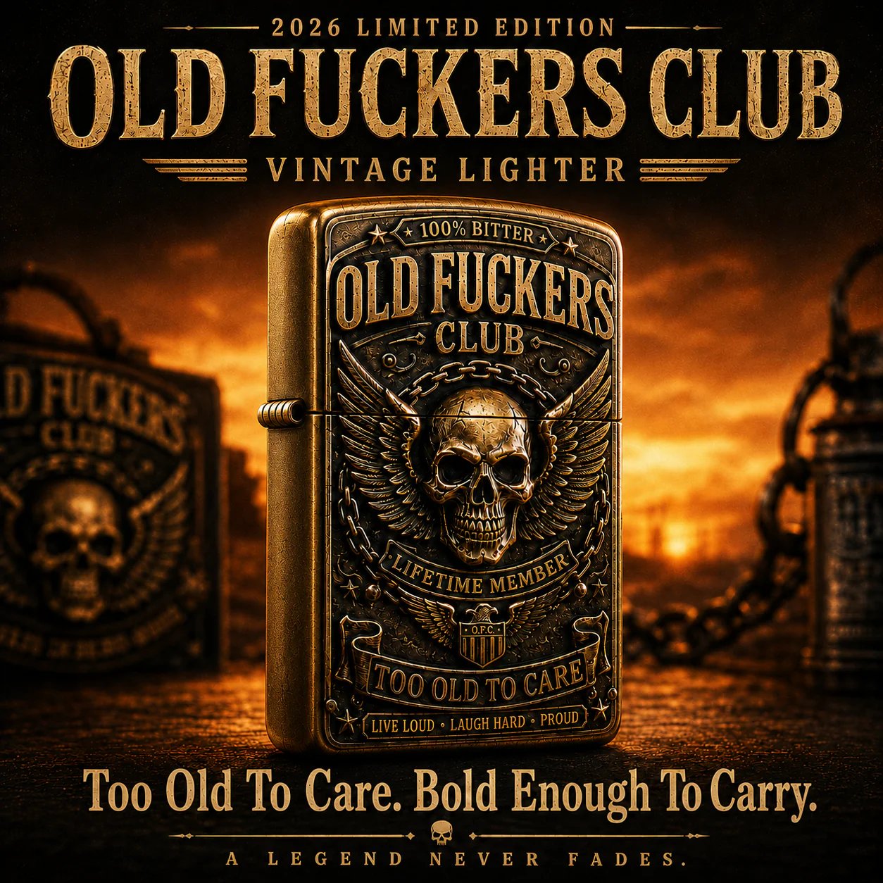 ☠️ Old Fuckers Club Vintage Lighter | 2026 Limited Edition Collectible Metal Lighter