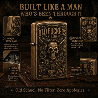☠️ Old Fuckers Club Vintage Lighter | 2026 Limited Edition Collectible Metal Lighter