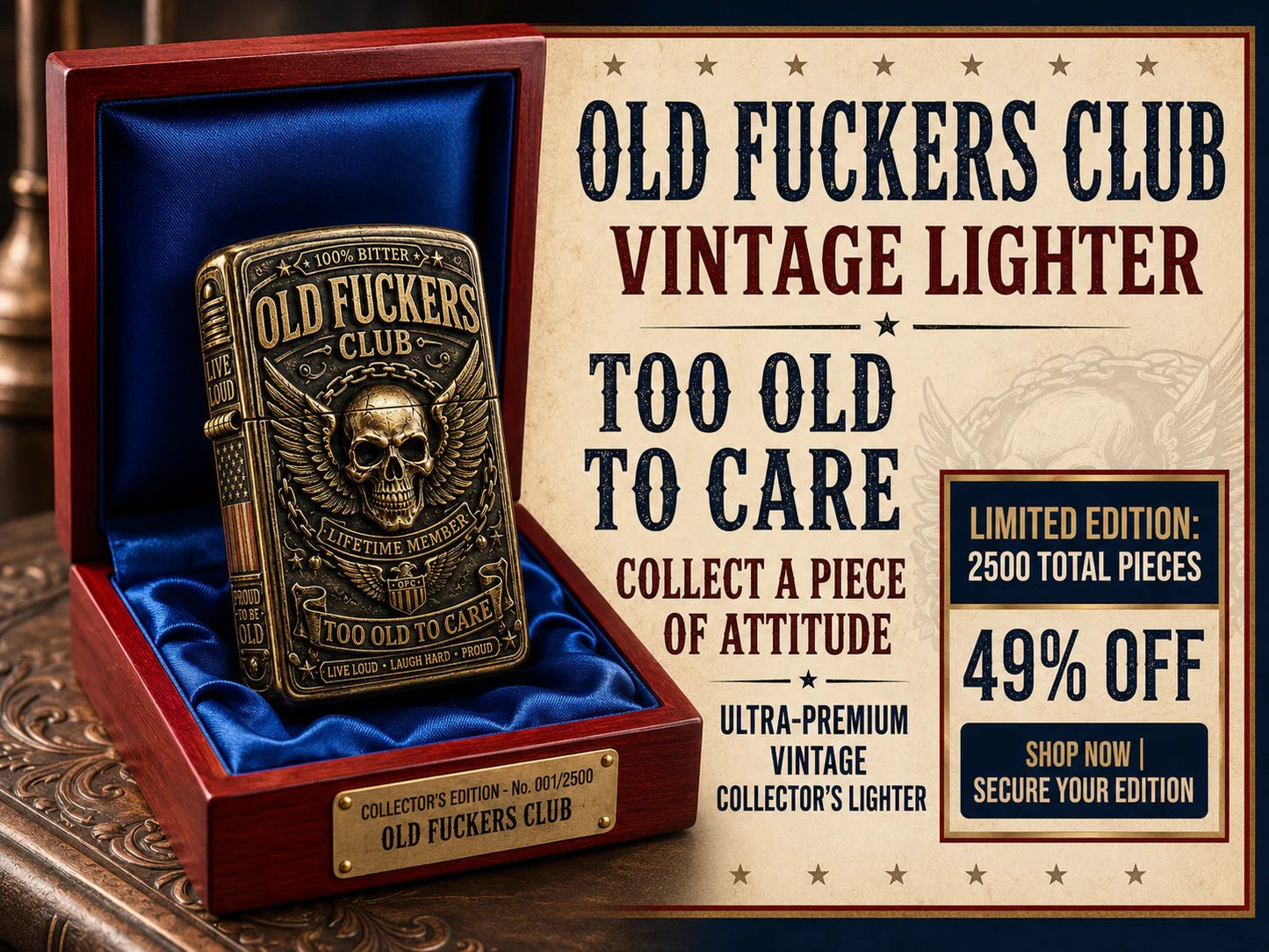 ☠️ Old Fuckers Club Vintage Lighter | 2026 Limited Edition Collectible Metal Lighter