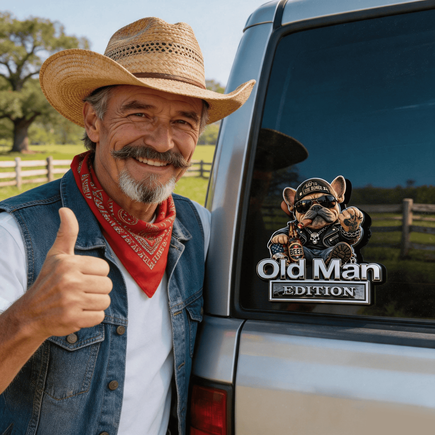🚗 Funny Old Man Edition Vehicle Badge — 3D Chrome Metal Emblem, Perfect Father's Day & Birthday Gift for Dad, Grandpa, Husband, Truck & SUV Owners - BUY 1