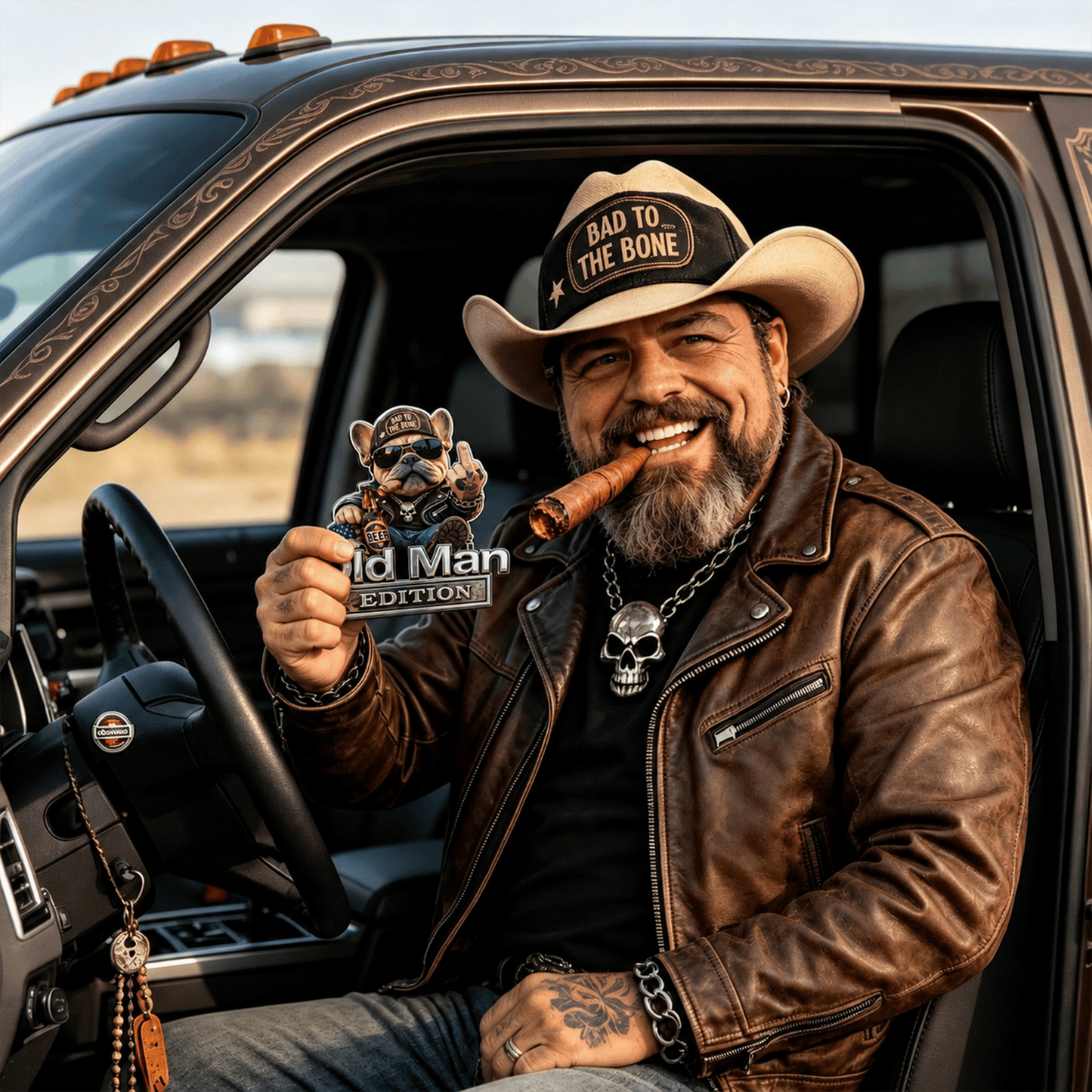 🚗 Funny Old Man Edition Vehicle Badge — 3D Chrome Metal Emblem, Perfect Father's Day & Birthday Gift for Dad, Grandpa, Husband, Truck & SUV Owners - BUY 1