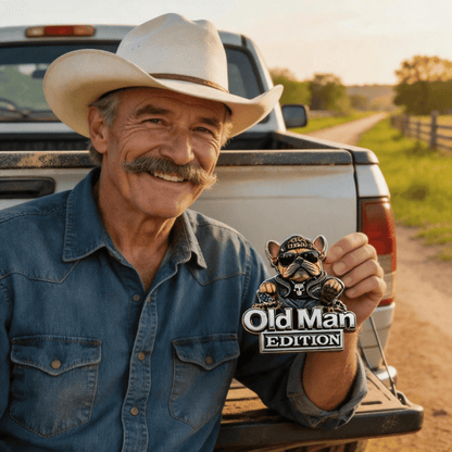 🚗 Funny Old Man Edition Vehicle Badge — 3D Chrome Metal Emblem, Perfect Father's Day & Birthday Gift for Dad, Grandpa, Husband, Truck & SUV Owners - BUY 1