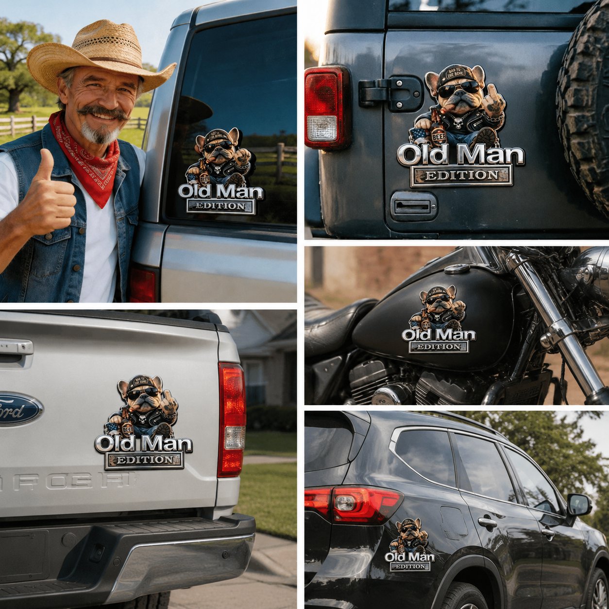 🚗 Funny Old Man Edition Vehicle Badge — 3D Chrome Metal Emblem, Perfect Father's Day & Birthday Gift for Dad, Grandpa, Husband, Truck & SUV Owners - BUY 1