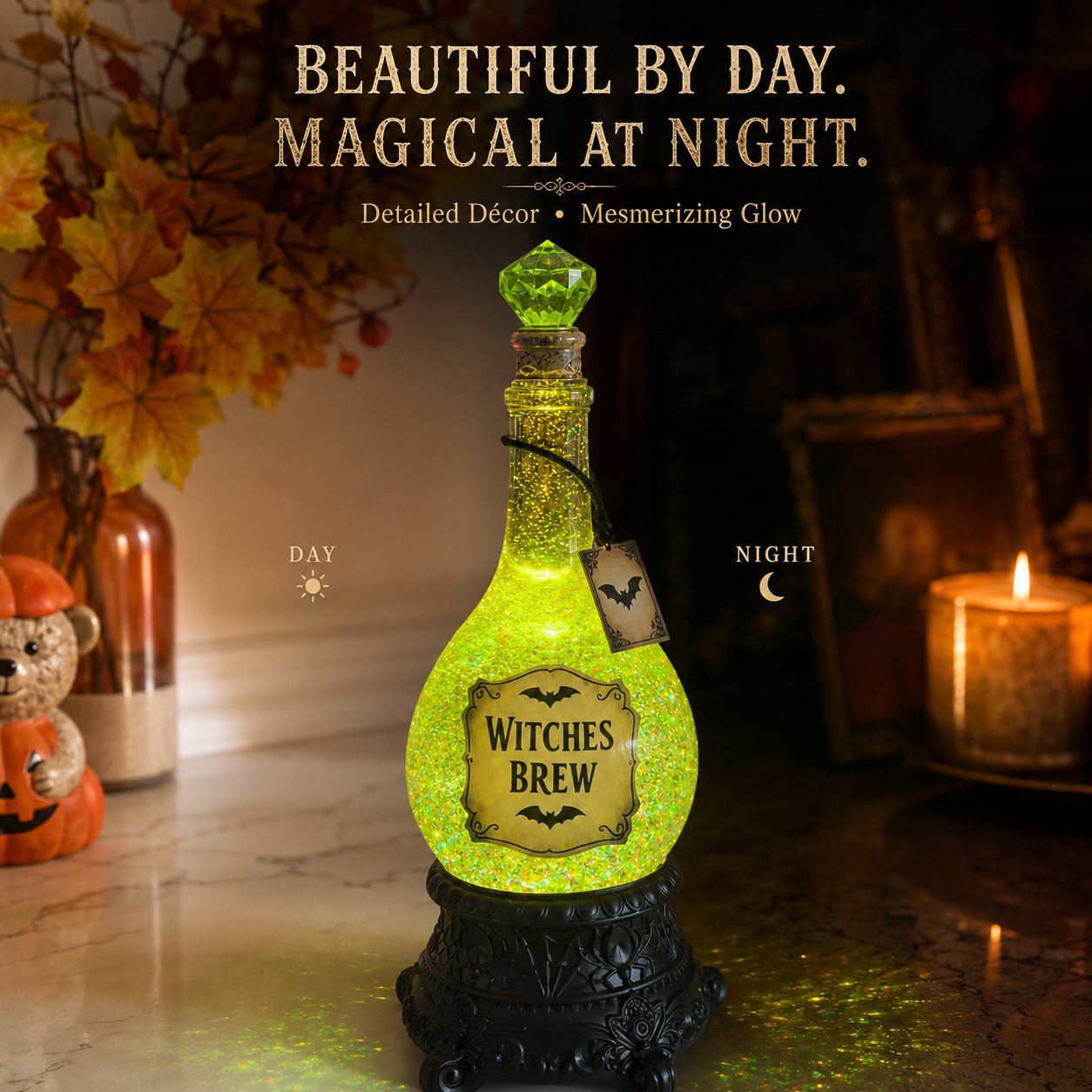 🔥Last Day 49% OFF -🧙✨Lighted Witches’ Brew Poison Bottle Glitter Globe(📦Buy 2 Free Shipping) - Buy 1